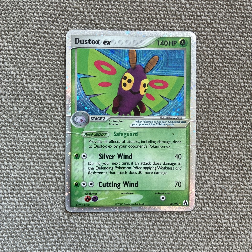 Dustox ex - 86/92 Pokemon Legend Maker - Silver Border Holo HP Heavily Played